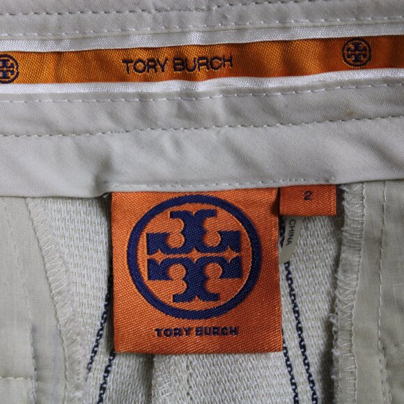 Tory Burch Cream Black Tuxedo Stripe Pants, Size 2 - Picture 9 of 9